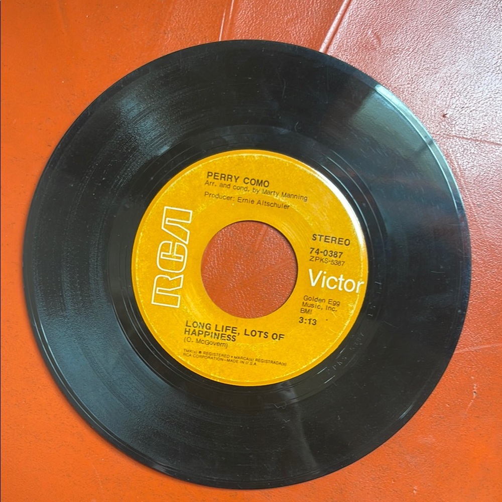 Perry Como 45 rpm RCA Vinyl Record with Orange Label